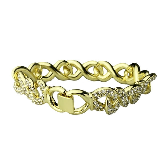 14K Gold Plated Infinity Cluster Link Iced Bracelet Blinged Out 15MM Thick 8.5" Inch