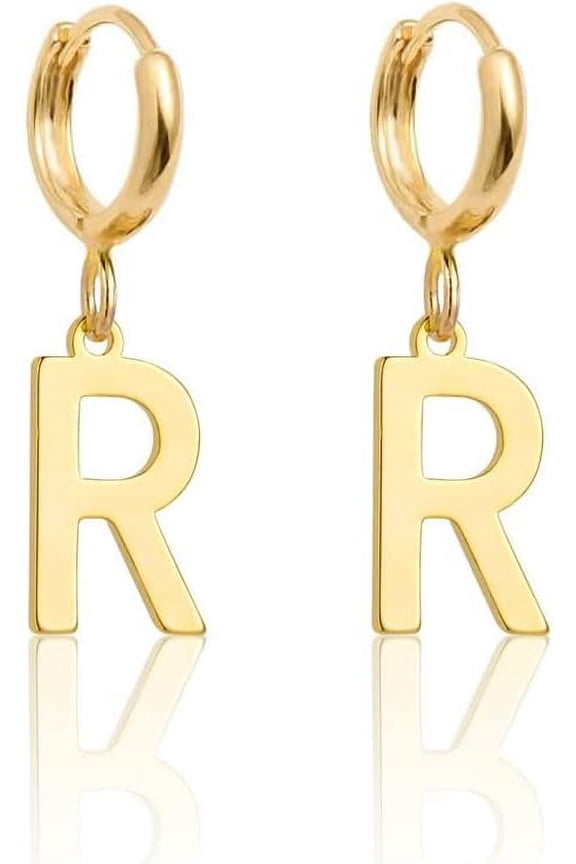 14K Gold Plated Initial Earrings, Dainty Gold Earrings Dangle Hoop Letter Earrings Cute Earrings For Women[Z1]
