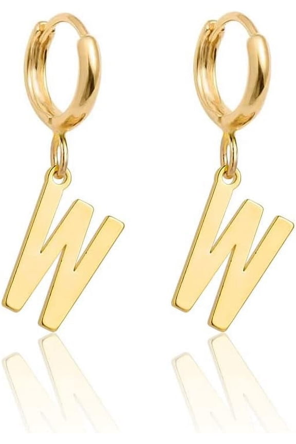 14K Gold Plated Initial Earrings, Dainty Gold Earrings Dangle Hoop Letter Earrings Cute Earrings For Women[Z1]