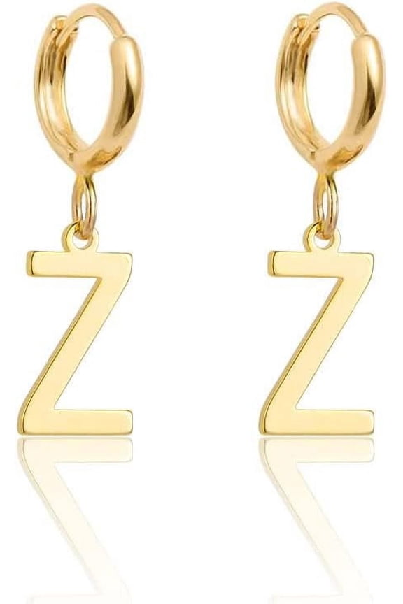 14K Gold Plated Initial Earrings, Dainty Gold Earrings Dangle Hoop Letter Earrings Cute Earrings For Women[Z1]