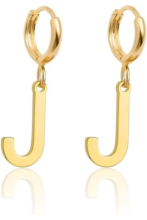 14K Gold Plated Initial Earrings, Dainty Gold Earrings Dangle Hoop Letter Earrings Cute Earrings For Women[Z1]