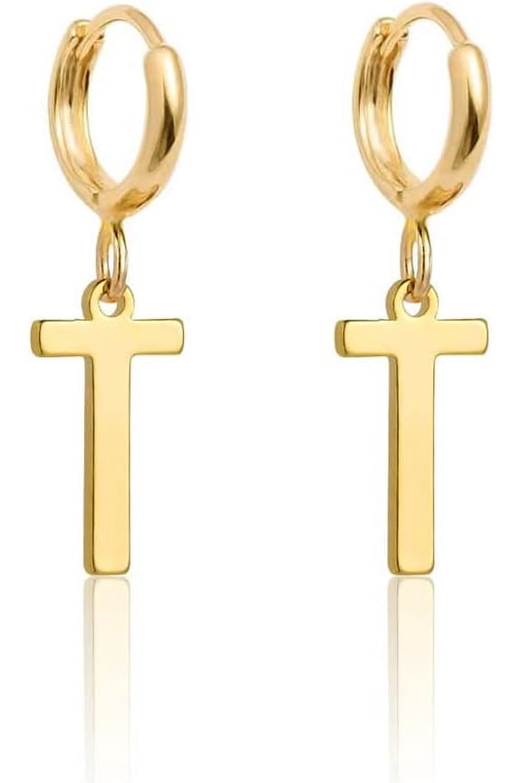 14K Gold Plated Initial Earrings, Dainty Gold Earrings Dangle Hoop Letter Earrings Cute Earrings For Women[Z1]