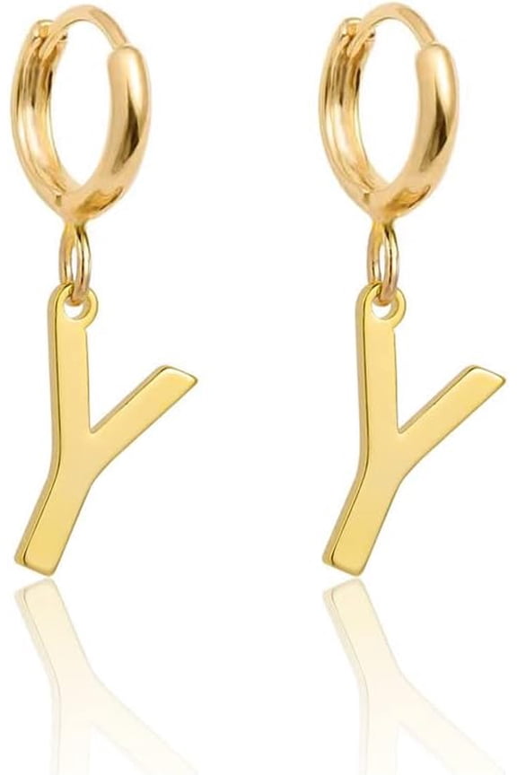 14K Gold Plated Initial Earrings, Dainty Gold Earrings Dangle Hoop Letter Earrings Cute Earrings For Women[Z1]