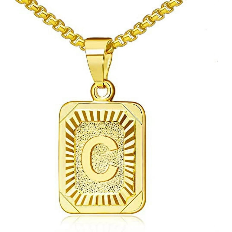 Gold Plated Solid Gold Initial Necklace 14K Gold Plated Initial