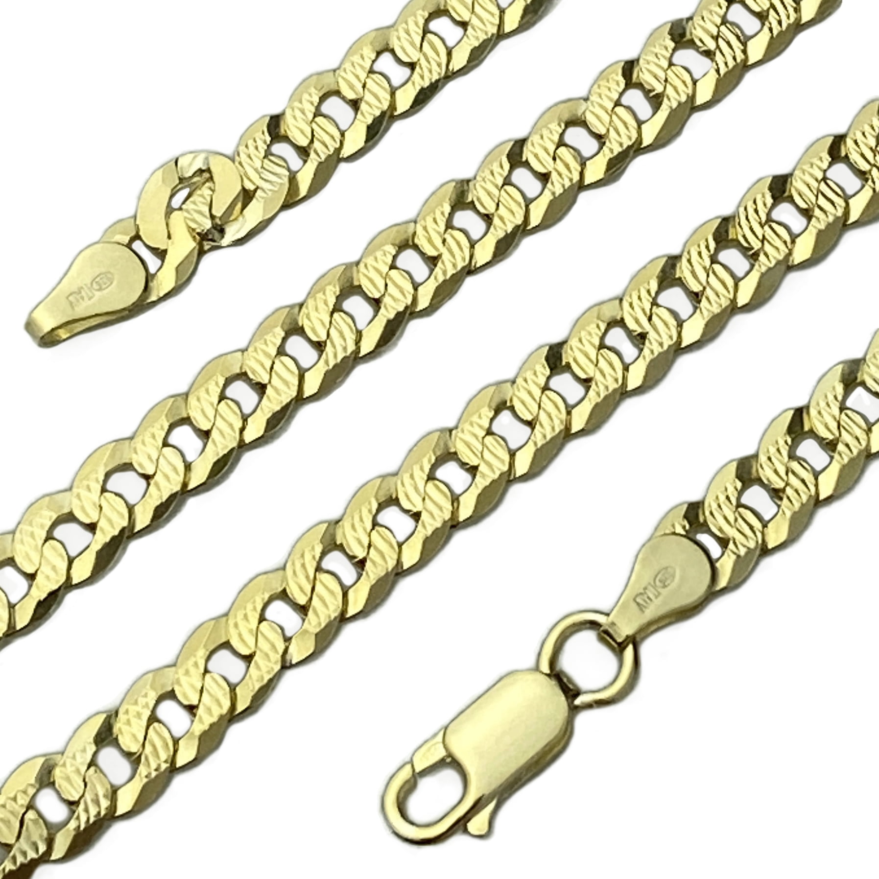 14K Gold Plated Italy 925 Sterling Silver Diamond Cut Cuban Chain Necklace 20" inch 5MM Thick