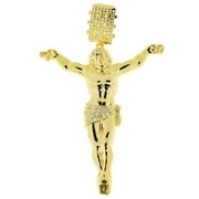 14K Gold Plated Jesus Body Cross Crucifix Big Huge Hip Hop Pendant 4.5"