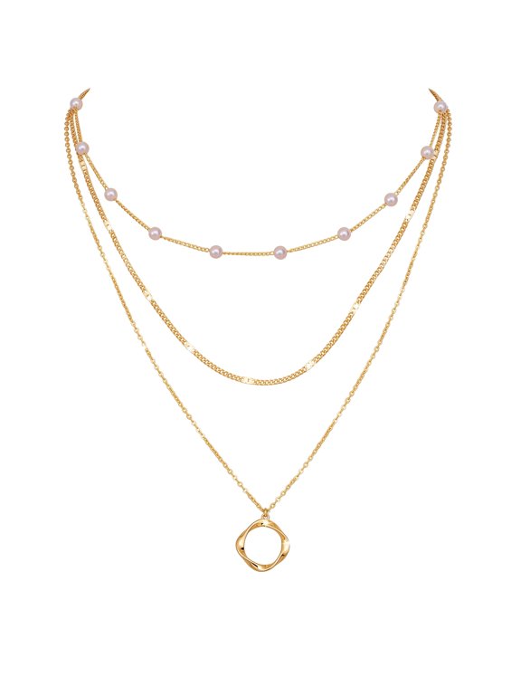 3pcs 14K Gold Plated Layered Necklaces for Women, Stackable Dainty Chain Choker Set, Trendy Beach Fashion Pendant Jewelry Gift