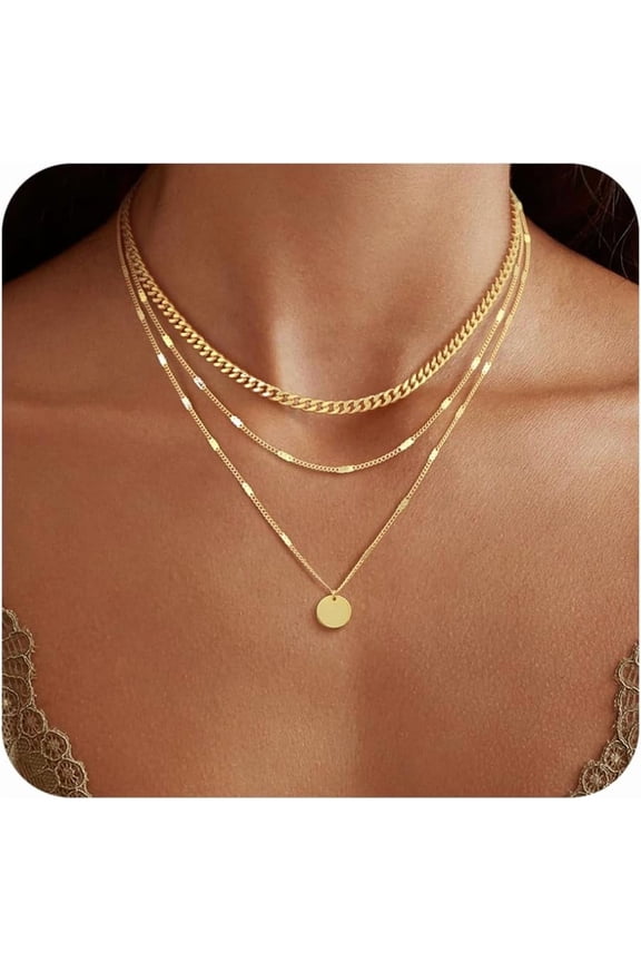 14K Gold Plated Layering Necklaces For Women Gold Necklace Set, Cuban Link, Snake Chain, Paperclip Layered Chains, Twisted Rope and Twisted Chain, Trendy Layering Necklace