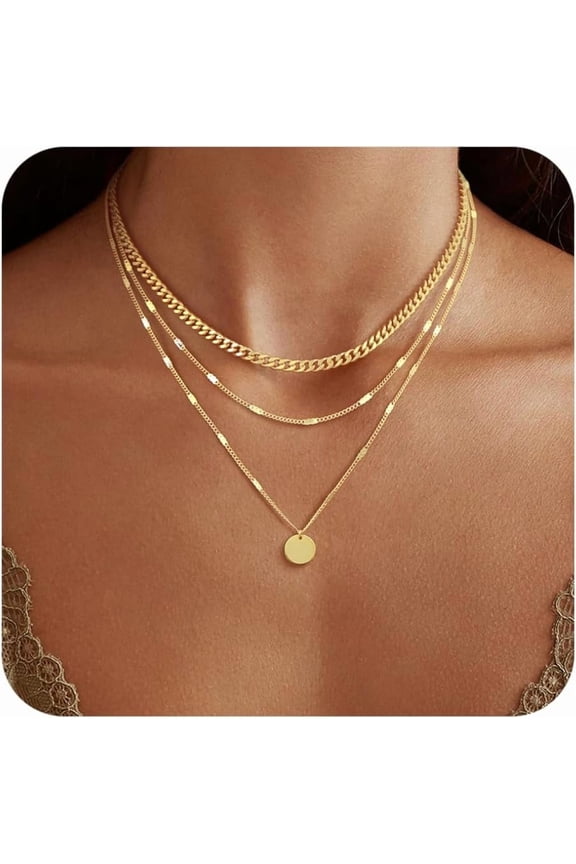 14K Gold Plated Layering Necklaces For Women Gold Necklace Set, Cuban Link, Snake Chain, Paperclip Layered Chains, Twisted Rope and Twisted Chain, Trendy Layering Necklace