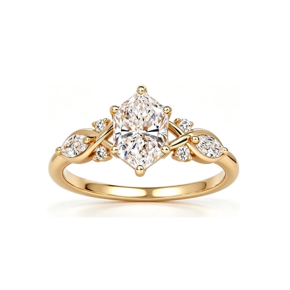 14K Gold Plated Marquise Cut Engagement Ring for Women, Vintage Twisted Infinity Wedding Band Promise Cubic Zirconia CZ Band Simulated Diamond Rings for Women's Size 6-10