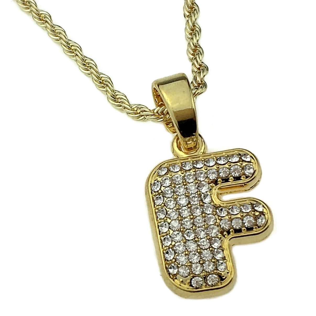 14K Gold Plated Micro Letter F Necklace 24