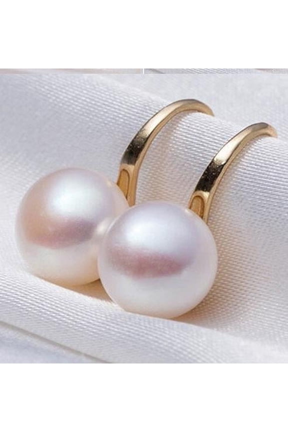 14K Gold Plated Naked IOBI Pearl Bead Hook Earrings for Woman Special Occasions