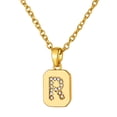 thumbnail image 1 of 14K Gold Plated Necklace for Women Square Cubic Zirconia Initial R Necklaces for Her Valentine's Day Christmas Birthdady Gift, 1 of 5