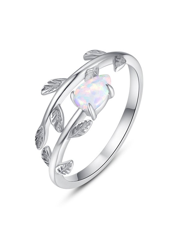 Stone Style Leaf Vine Open Ring for Women