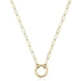thumbnail image 1 of 14K Gold Plated Open Circle Carabiner Link Paperclip Necklace with Charm Holder Pendant, Jewelry Gifts for Women, 1 of 5