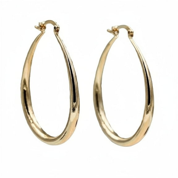 14K Gold-Plated Oval Hoop Earrings for Women – Hypoallergenic 925 Sterling Silver Posts, Lightweight Comfortable & Trendy Jewelry Gift