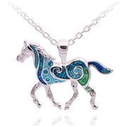 FESHIONN IOBI 14K Gold Plated Painted Pony Enamel Horse Pendant Necklace for Woman Gift Horse Lover