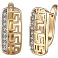 thumbnail image 1 of 14K Gold Plated Pattern Cutout/Double Row Diamond Earrings for Womens, Cubic Zirconia Hoop Earrings, 1 of 5