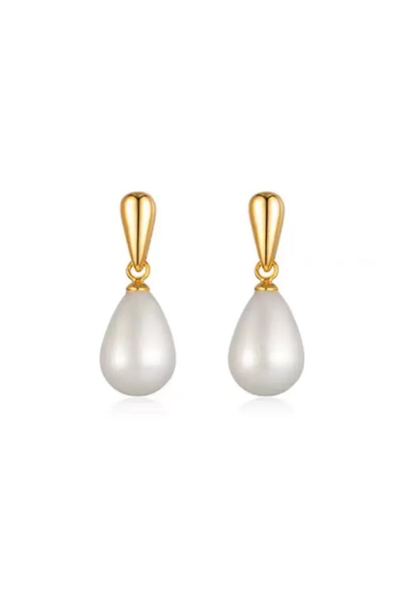 14K Gold Plated Pearl Drop Earrings for Women White Cultured Pearl Earrings Elegant Jewelry Gifts