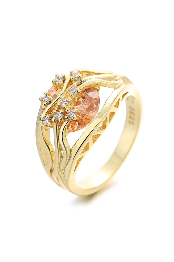 14K Gold Plated Peridot Branch Ring