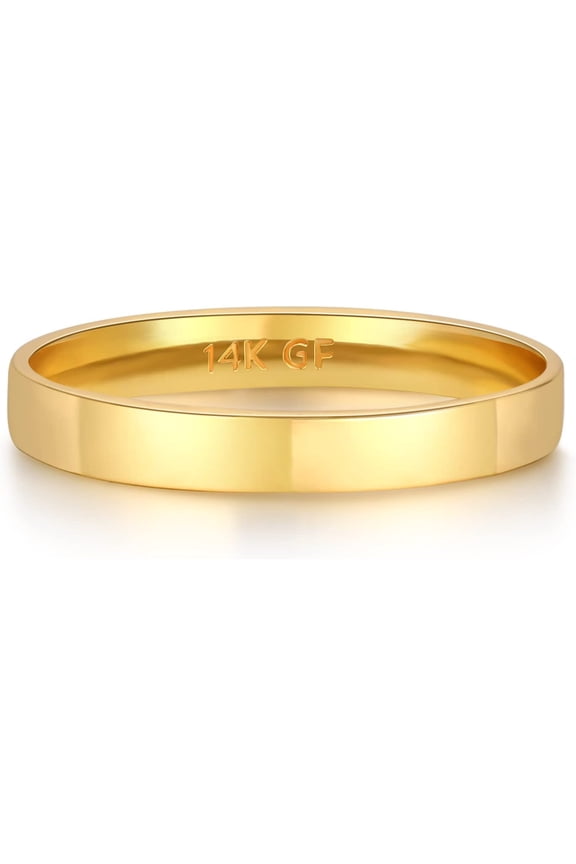 14K Gold Plated Ring Stacking Thin Plain Band Stackable Thumb Finger Ring Gold Wedding Band 1MM 2MM 3MM 4MM 5MM Ring for Women Men Comfort Fit Size 5-11