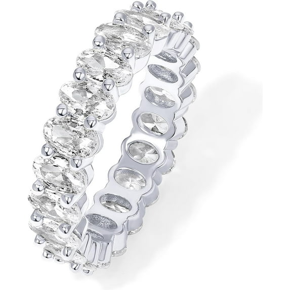 14K Gold Plated Rings Oval Cubic Zirconia Love Ring | Eternity Ring | 5mm Stackable Rings for Women | Gold Rings for Women