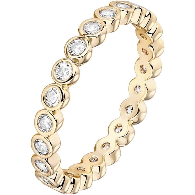 14K Gold Plated Rings with Cubic Zirconia - 2.8mm Stackable for Women ...