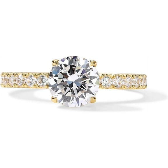 14K Gold Plated Round Cut Solitare Cubic Zirconia Engagement Ring for Women | Fake Wedding Ring for Women | Fake Engagement Ring | Promise Ring