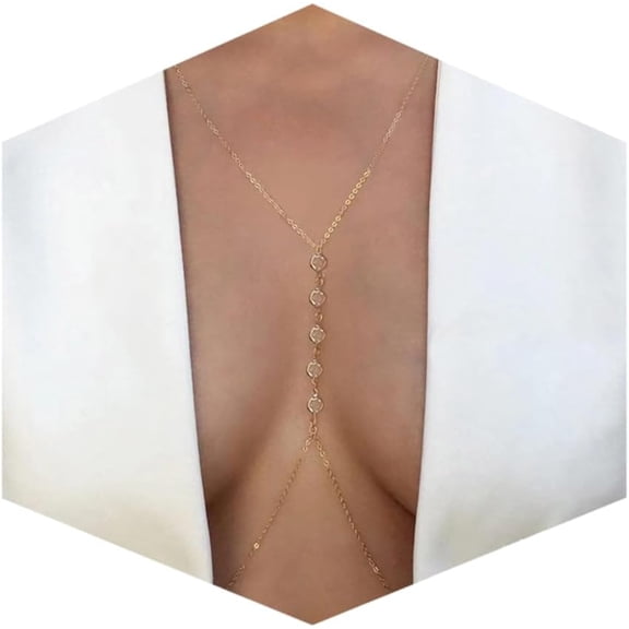 14K Gold Plated Sexy Body Chains for Women, Layered Rhinestone Crossover Bikini Bra Body Jewelry, Summer Beach Crystal BOOTOOL Waist Chain