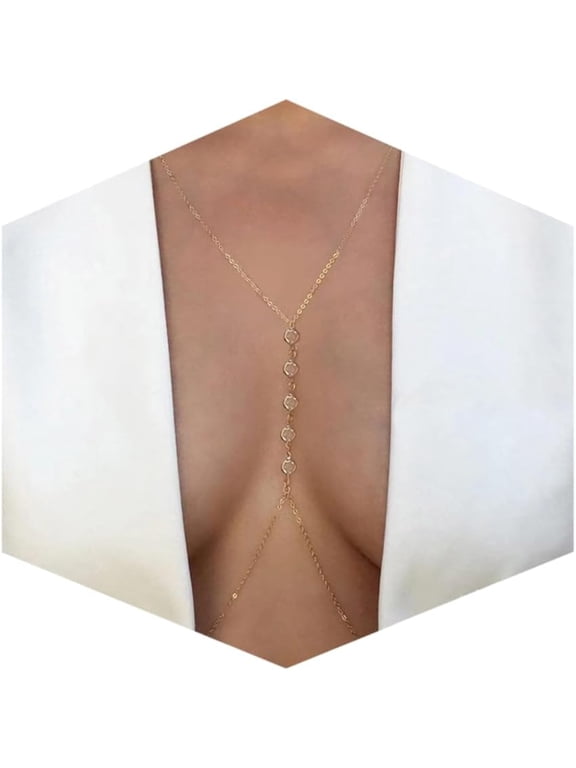 14K Gold Plated Sexy Body Chains for Women, Layered Rhinestone Crossover Bikini Bra Body Jewelry, Summer Beach Crystal BOOTOOL Waist Chain