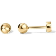 MOXUNLXJ 14K Gold Plated Solid 925 Sterling Silver Post Ball Stud Flat Back Earrings for Women | Cartilage Earring | Helix Piercing Jewelry | Small Stud Earrings for Women | Gold Ball Stud Earrings