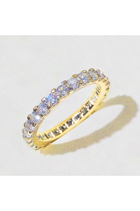 New 14K Gold Plated Solid Simulated Diamond Stackable Ring