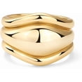 thumbnail image 1 of 14K Gold Plated Stackable Rings Set for Women | 3 Chunky Statement Rings Pack | Stackable Bands Set, 1 of 2