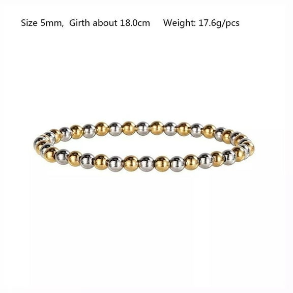 14K Gold Plated Stainless Steel Bracelet Bead Beaded Stretch Stacking T14