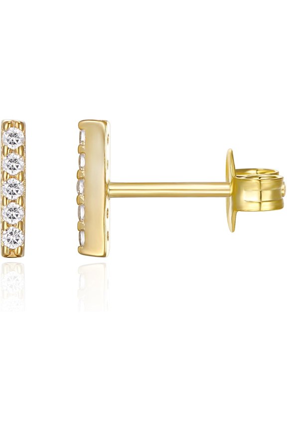 14K Gold Plated Sterling Silver Celestial Lightning Bolt, Moon and Star Earrings | Dainty Earrings for Women