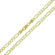 14K Gold Plated Sterling Silver Figaro Pave Chain Necklaces 3MM-10.5MM, Solid 925 Italy, Next Level Jewelry