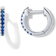 MOXUNLXJ 14K Gold Plated Sterling Silver Post Huggies | Cubic Zirconia Huggie Earrings for Women | Green, Garnet, Spinel Blue, Black, Multicolored Stones