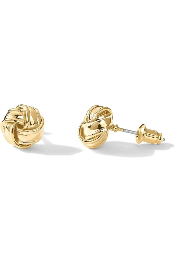14K Gold Plated Sterling Silver Post Love Knot Stud Earrings | Gold Earrings for Women