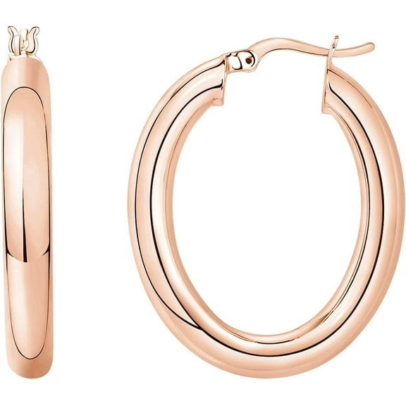 14K Gold Plated Sterling Silver Post Monet Oval Chunky Lightweight Hoop Earrings for Women