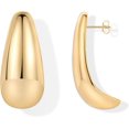 thumbnail image 1 of 14K Gold Plated Sterling Silver Posts Statement Chunky Drop Dangle Earrings for Women | Dome Teardrop Hoop Earrings, 1 of 2