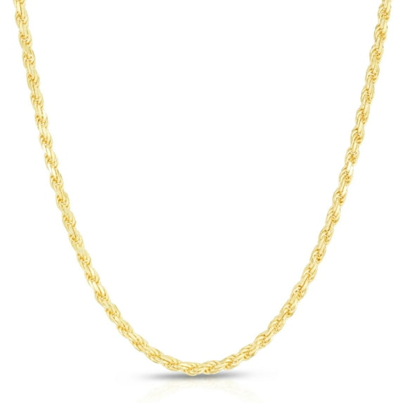 14K Gold Plated Sterling Silver Rope Diamond-Cut Link Necklace Chains 1.5MM - 5.5MM, 16" - 30", Gold Rope Chain for Men & Women, Made In Italy, Next Level Jewelry