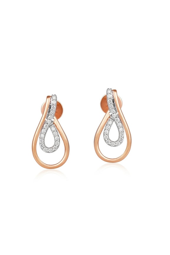 14K Gold Plated Sterling Silver Tiny Diamond Solitaire Stud Earrings