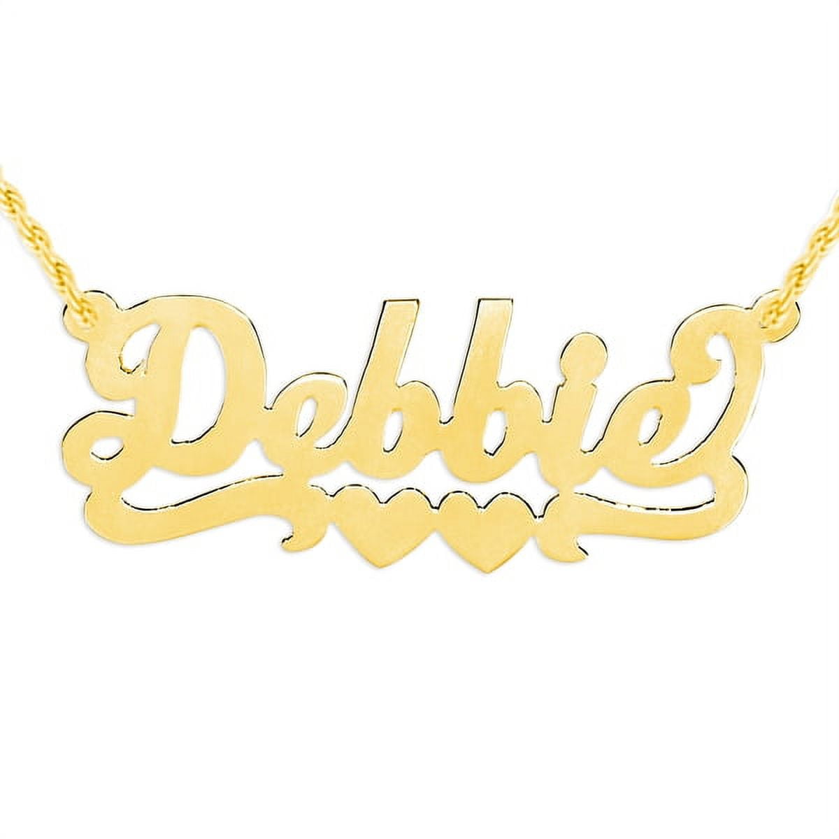 14K Gold Plated Sterling Silver or Sterling Silver Personalized Name Necklace with Double Hearts