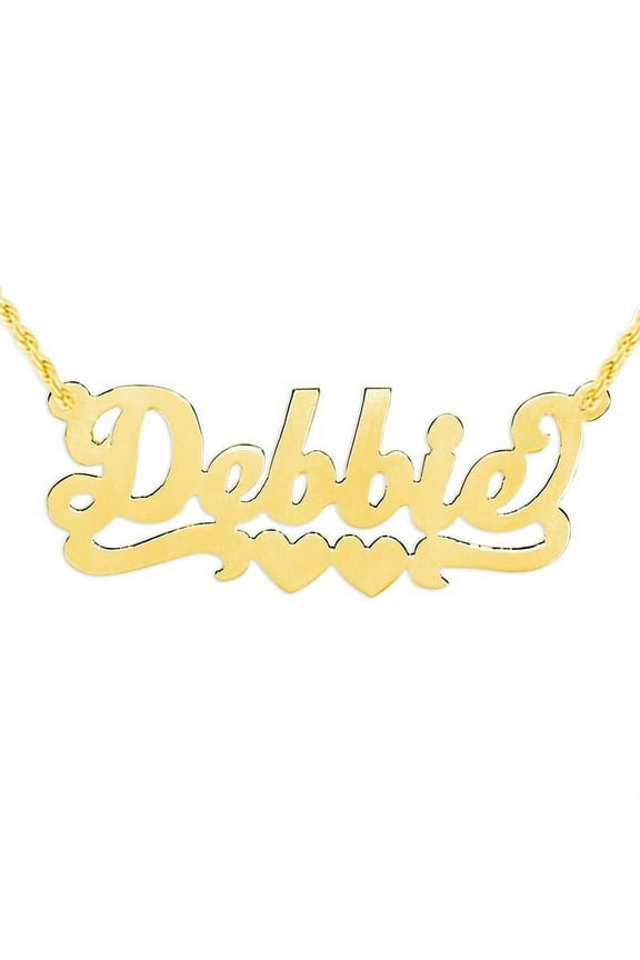 14K Gold Plated Sterling Silver or Sterling Silver Personalized Name Necklace with Double Hearts