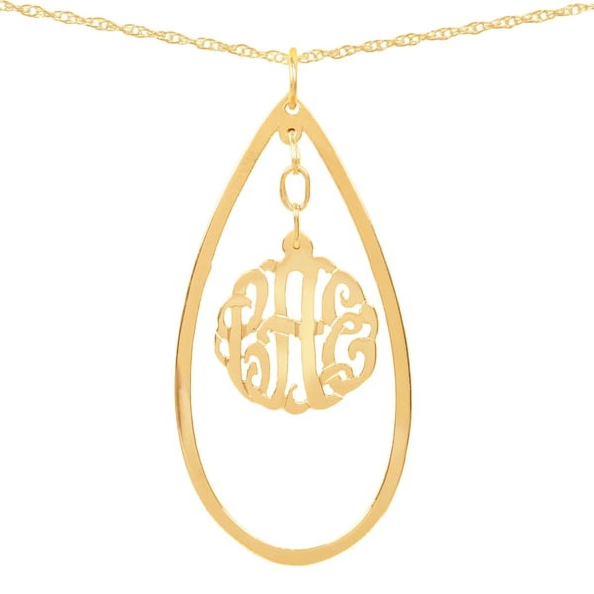 14K Gold Plated Sterling Silver or Sterling Silver Personalized Teardrop Hanging Pendant Monogram Drop Necklace