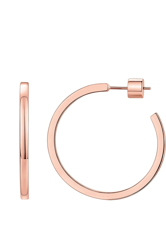 14K Gold Plated Thin Square Edge Open Hoop Earrings for Women | Trendy Lightweight Open Hoops