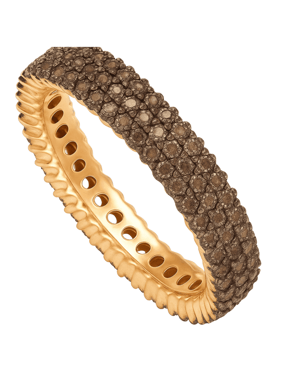 Amy and Annette 14K Gold Plated Three Row Chocolate Crystal Eternity Ring
