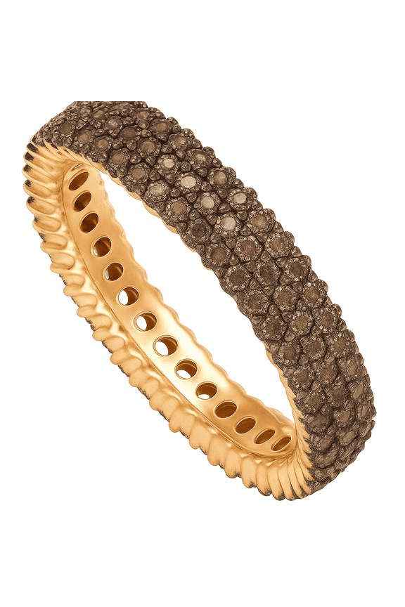 14K Gold Plated Three Row Chocolate Crystal Eternity Ring