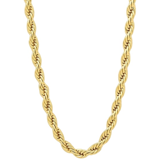 14K Gold Plated Twisted Rope Chain Necklace 4mm 22 Inch Unisex
