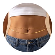Waist Chain for Women, Layered Belly Belt Chains Beach Waist Beads Chain Waterproof Snake Cuban Body Chain Summer Jewelry Accessories Gifts